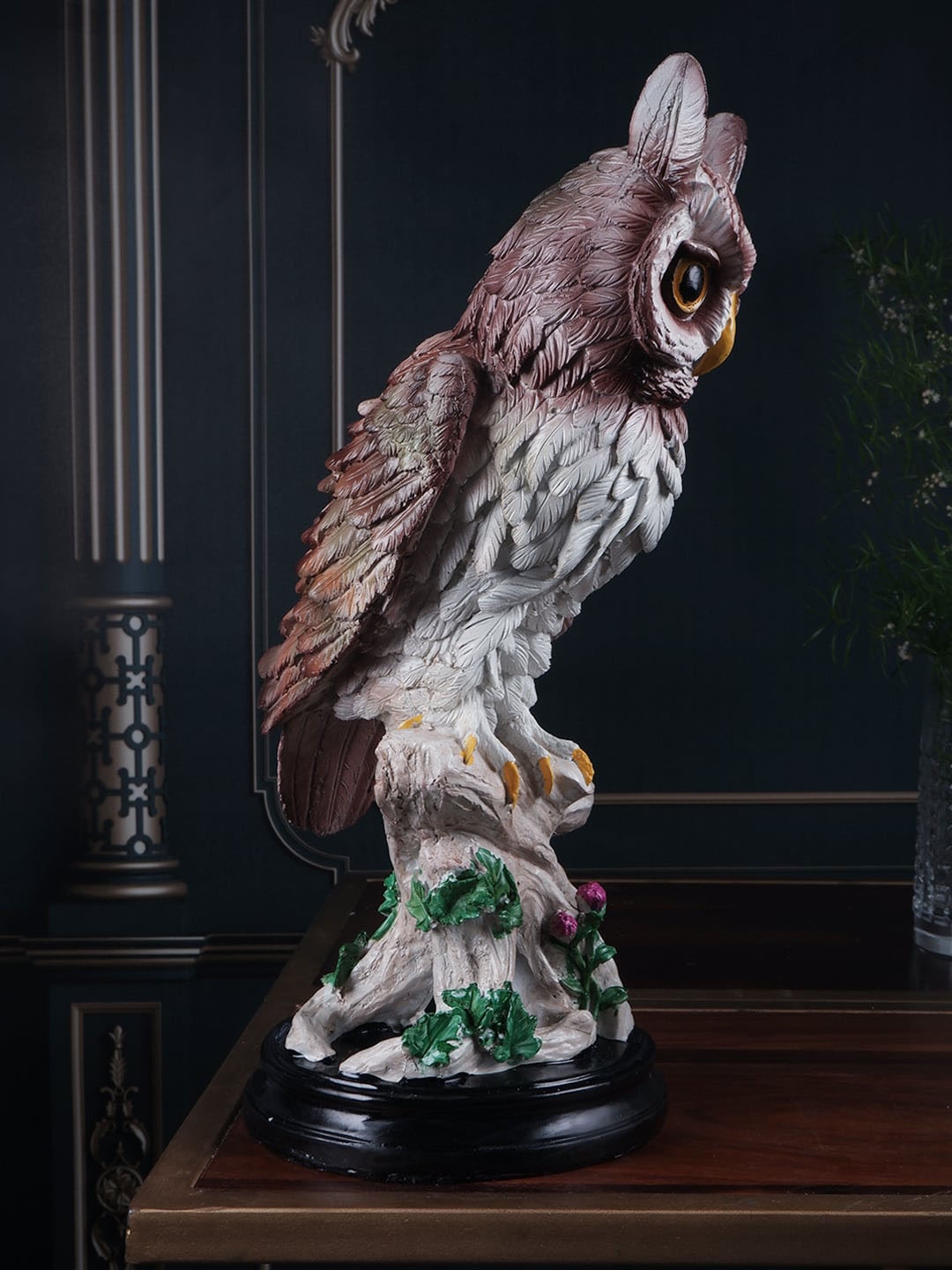 

THE WHITE INK DECOR Beige Fengshui Owl figurine Showpiece