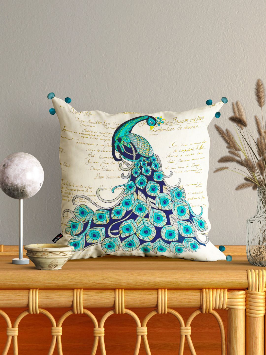 

SHADES of LIFE White & Blue Embroidered Square Cushion Cover