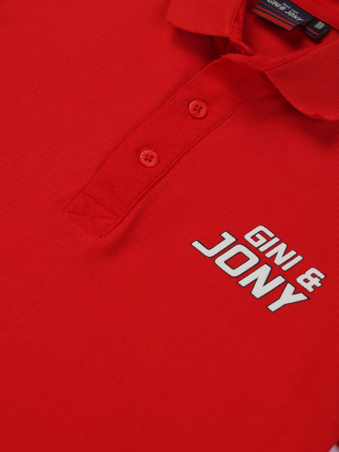 

Gini and Jony Boys Red Cotton Typography Printed Polo Collar T-shirt