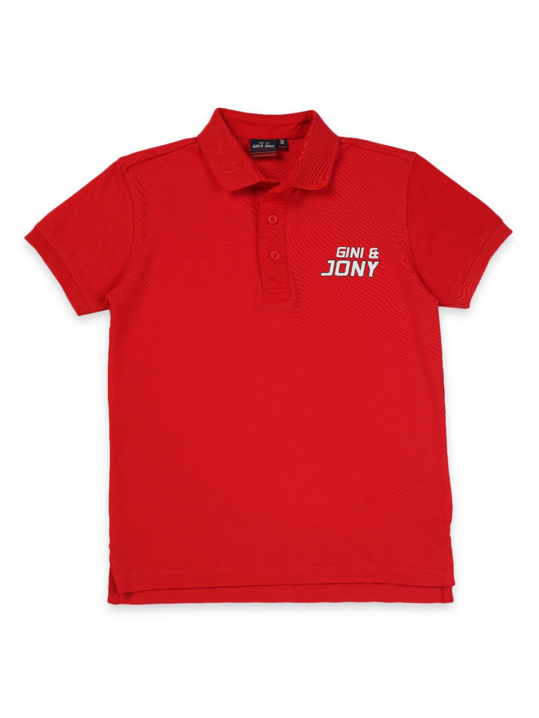 

Gini and Jony Boys Red Cotton Typography Printed Polo Collar T-shirt