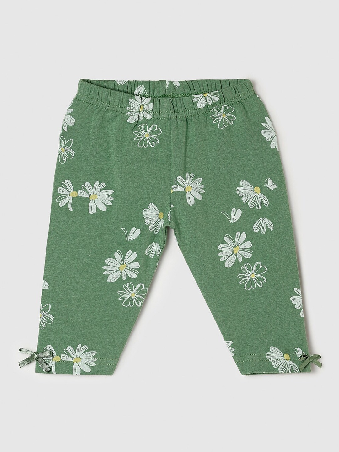 

max Infants Green & White Printed Leggings
