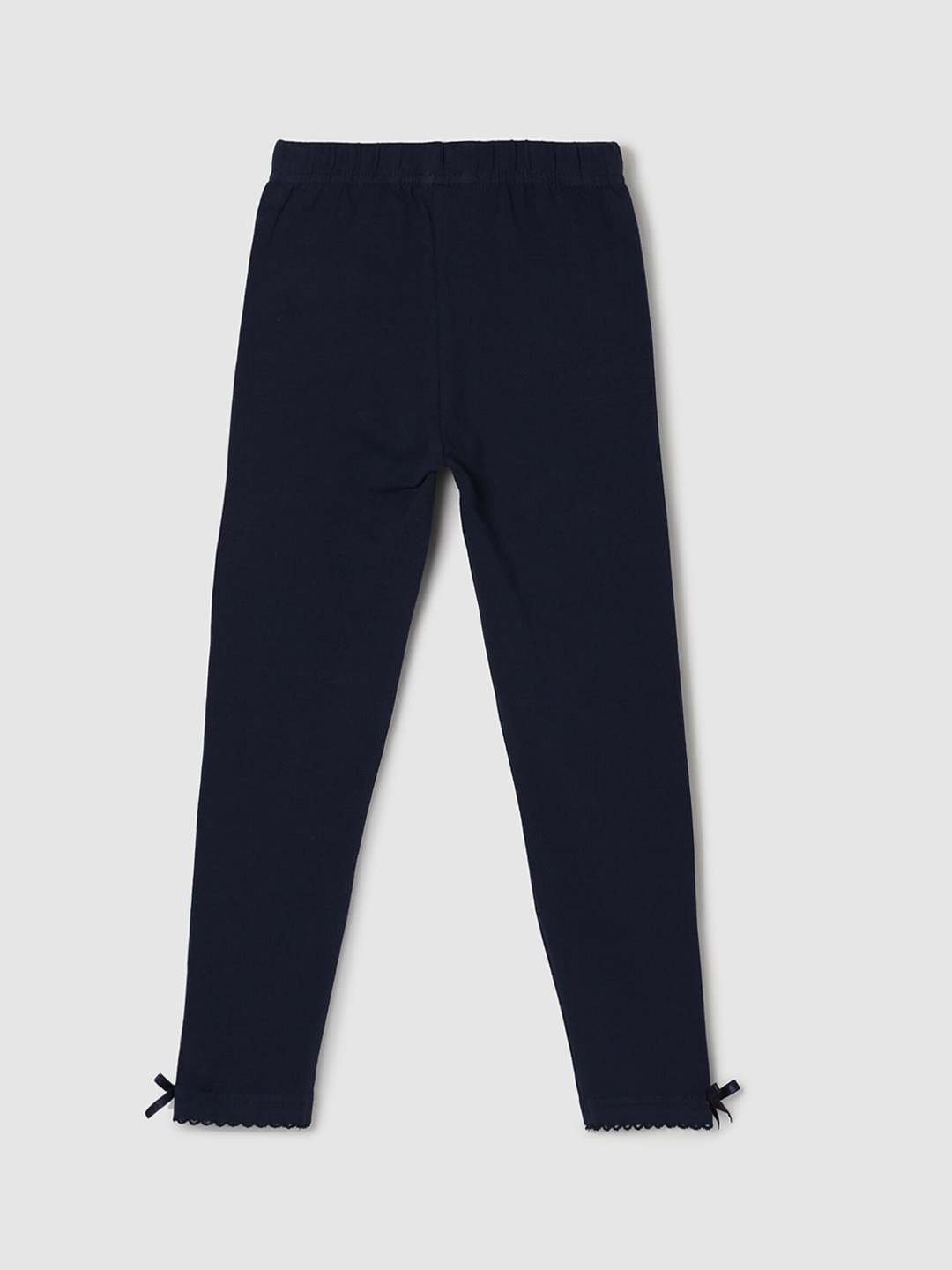 

max Girls Navy Blue Solid Ankle-Length Leggings