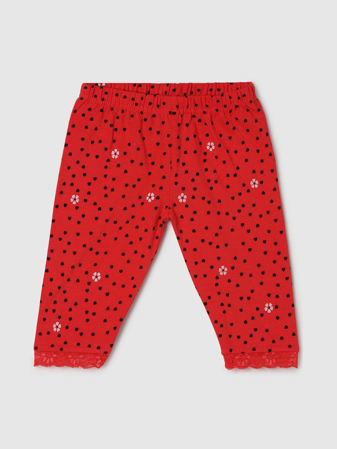 

max Infant Girls Red Printed Ankle Length Leggings