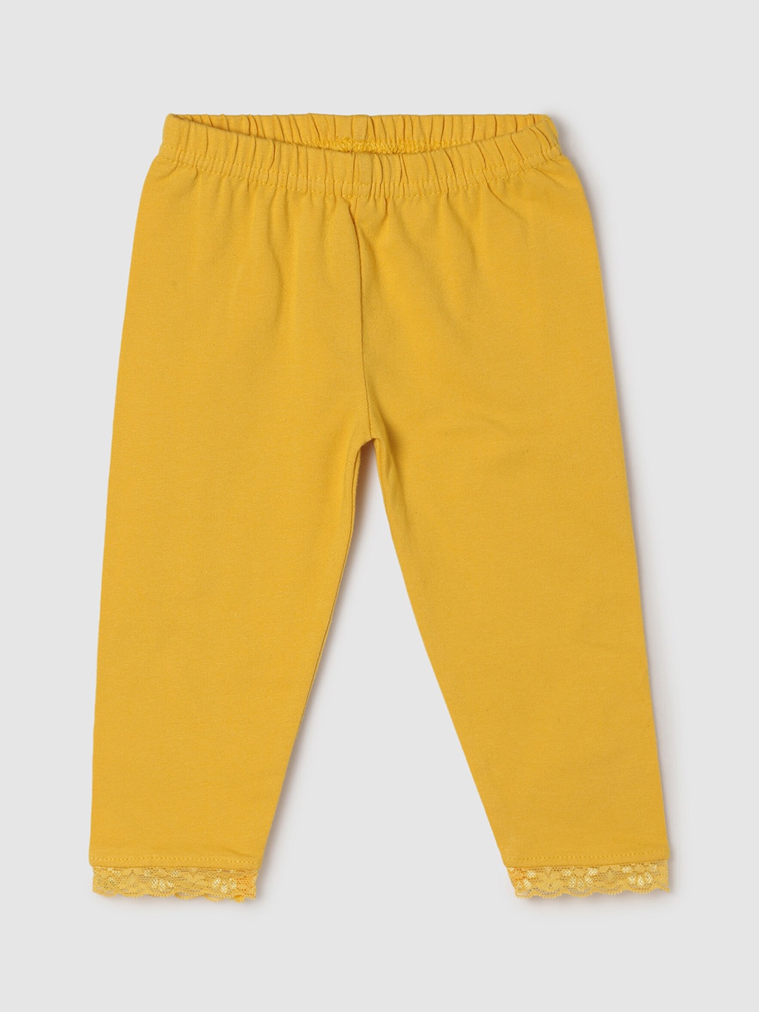 

max Girls Mustard Yellow Solid Cotton Legging