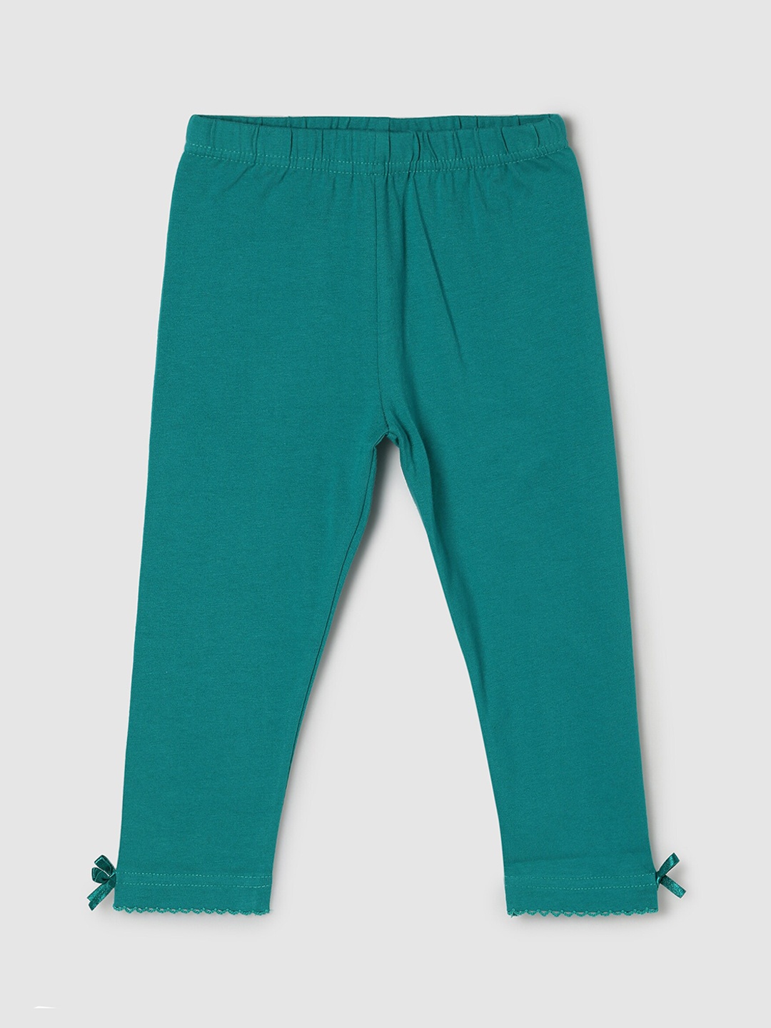 

max Girls Green Solid Ankle-Length Leggings