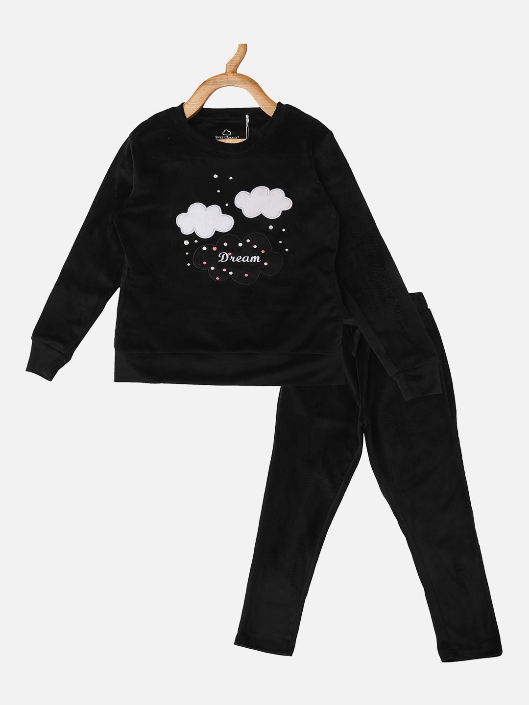 

Sweet Dreams Girls Black & White Printed Night suit