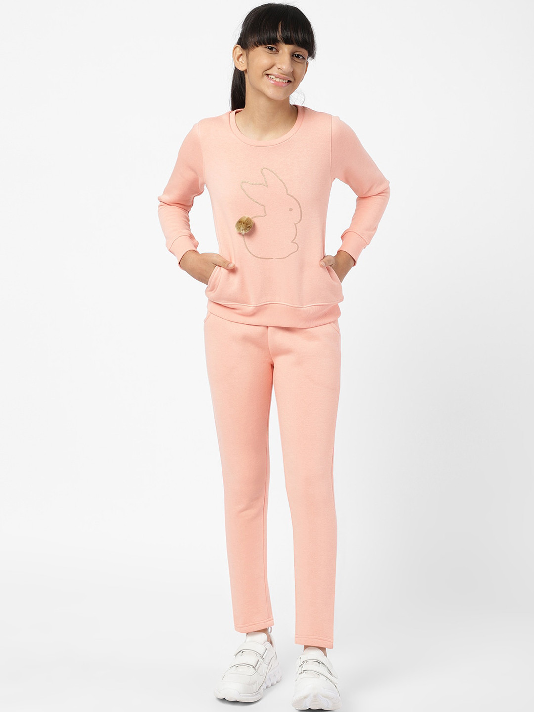 

Sweet Dreams Girls Pink Printed Tracksuit