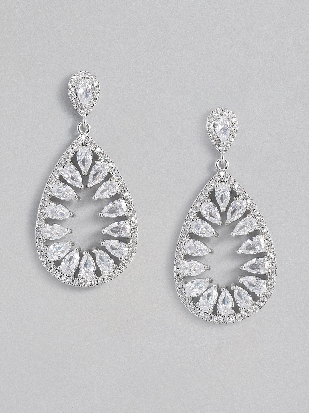 

Peora Silver-Plated Teardrop Shaped Drop Earrings