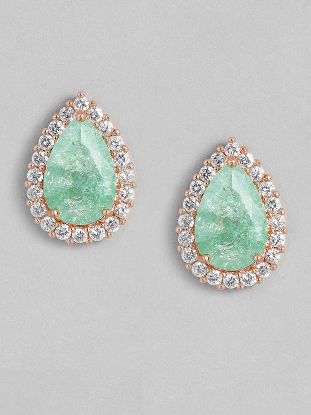 

Peora Gold-Plated Teardrop Shaped Studs, Sea green