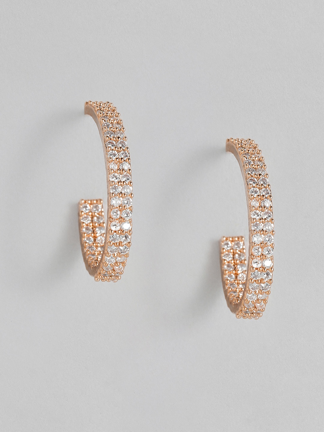 

Peora Rose Gold Plated Geometric Half Hoop Earrings