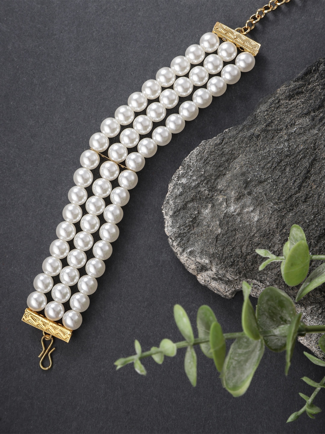 

Peora Women Pearls Gold-Plated Multistrand Bracelet, White