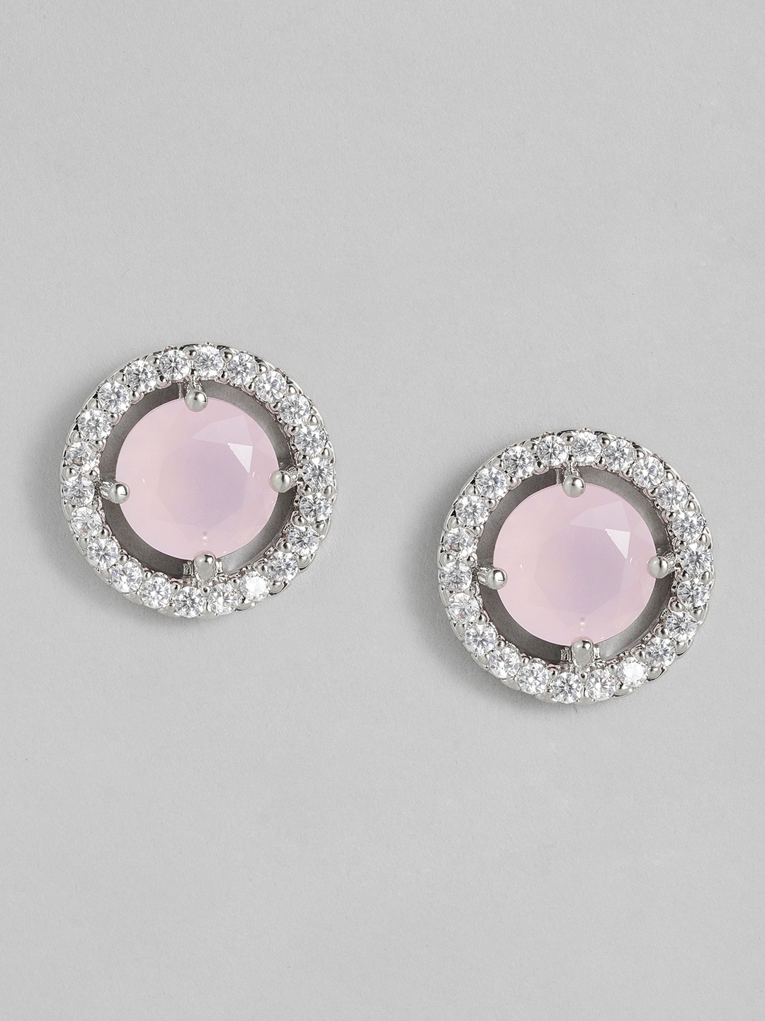 

Peora Silver-Plated Circular Studs Earrings, Pink