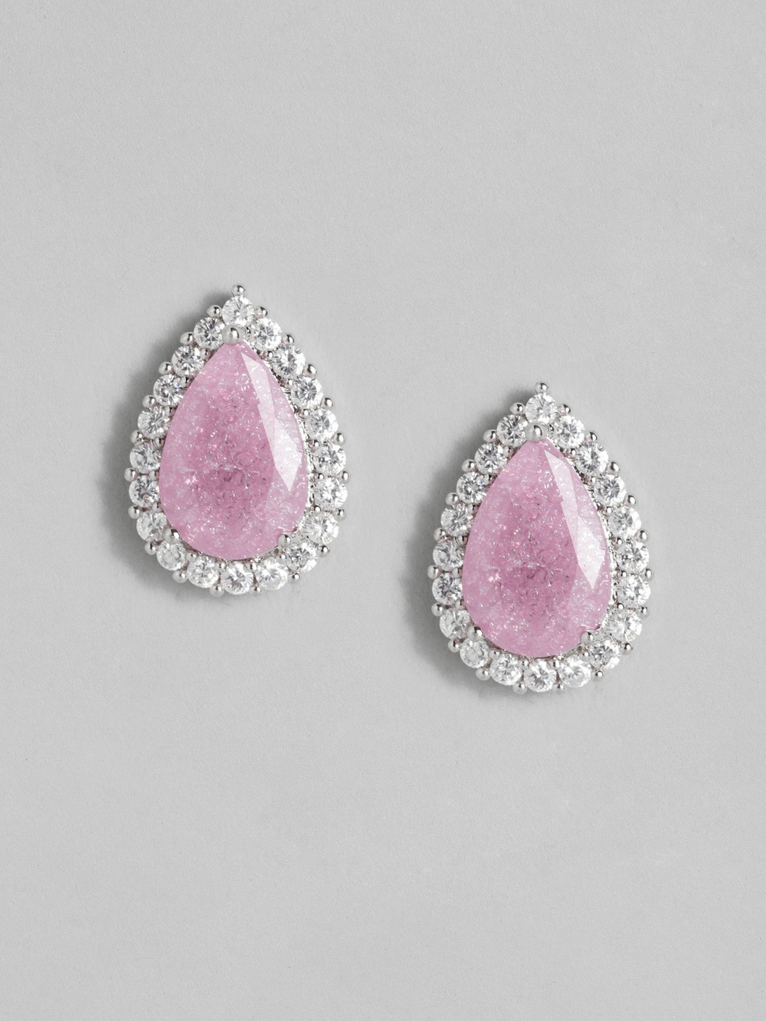 

Peora Silver-Plated Teardrop Shaped Studs, Pink