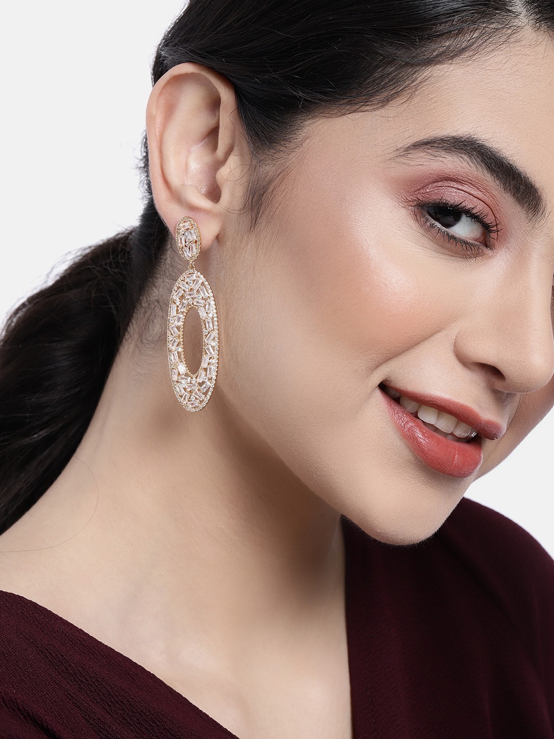 

Peora Gold-Plated Contemporary Drop Earrings