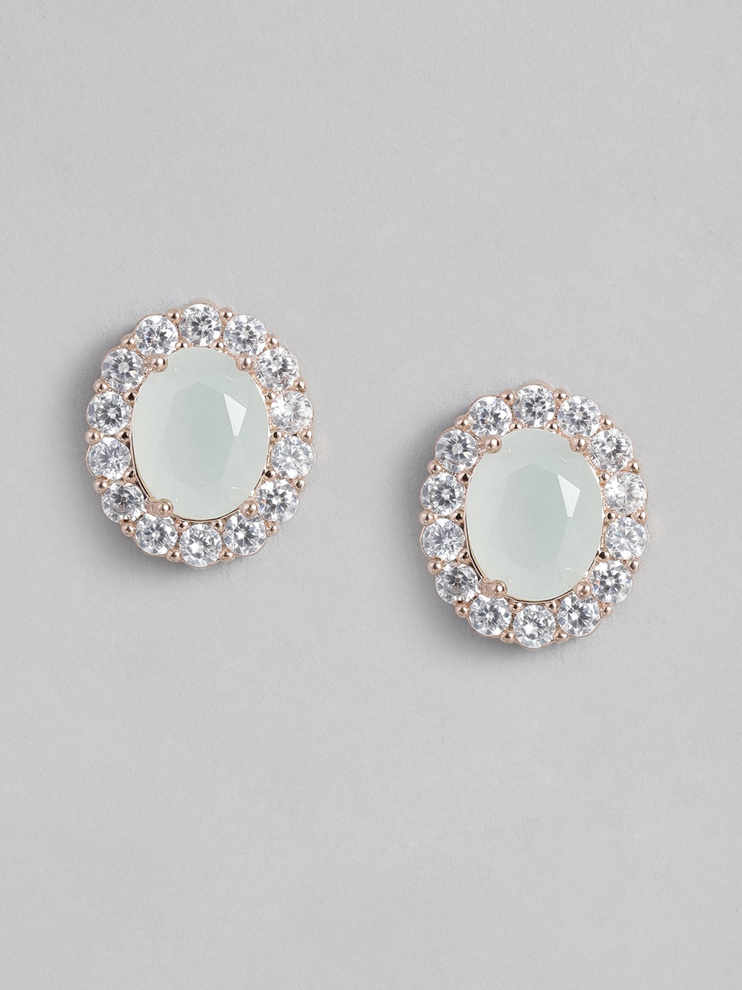 

Peora Rose Gold Plated Studs, Sea green