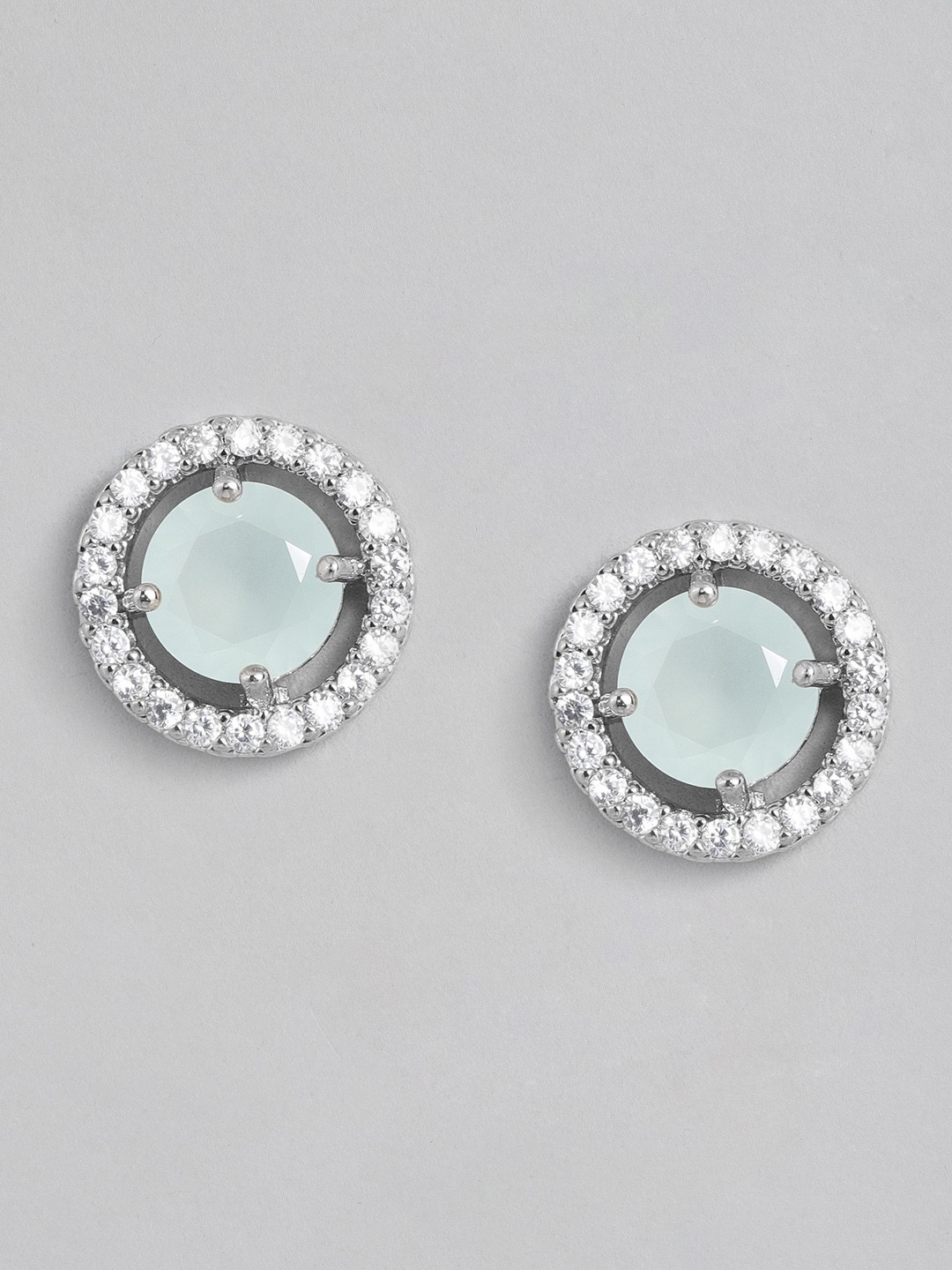 

Peora Rose Gold-Plated Circular Studs, Sea green