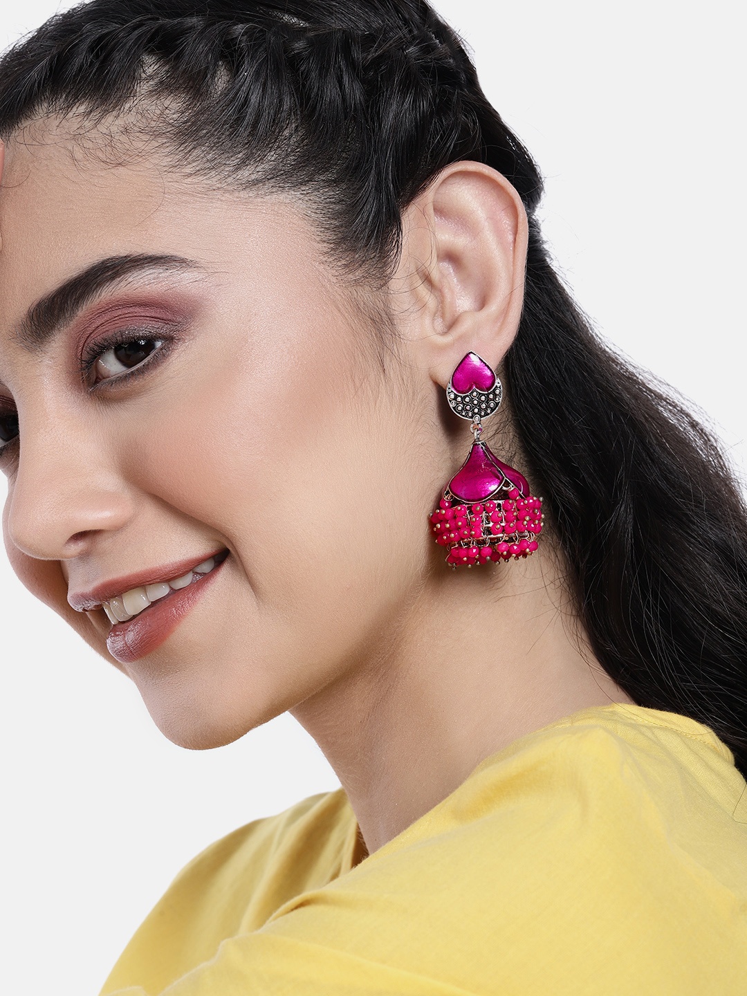 

Peora Pink Dome Shaped Jhumkas Earrings