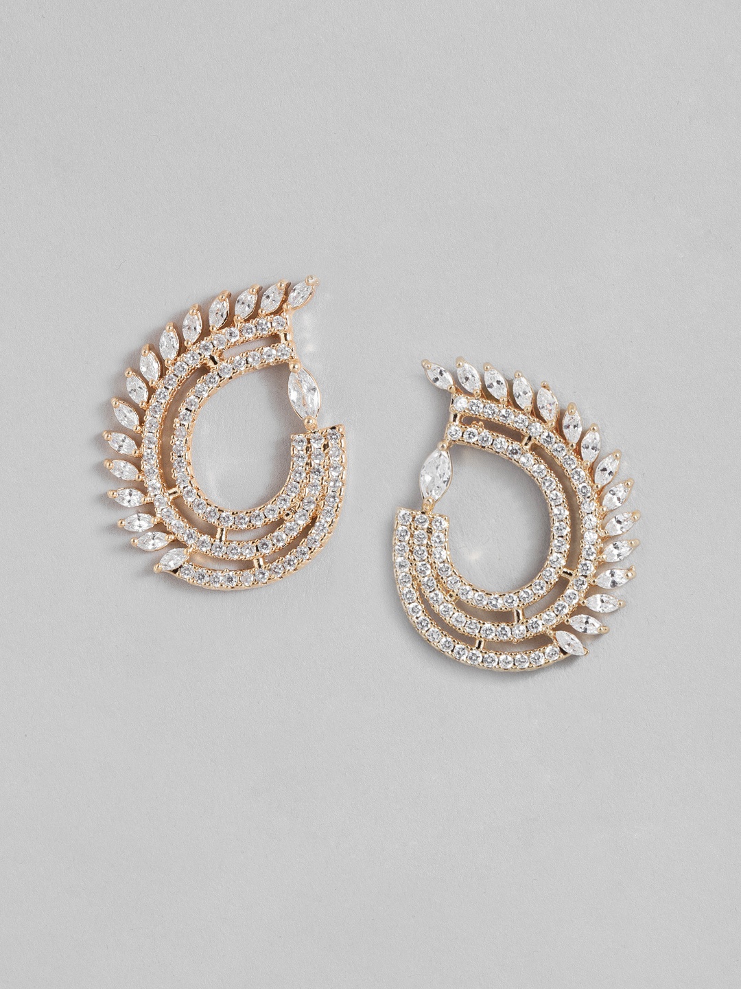 

Peora Gold-Plated American Diamond Contemporary Studs Earrings