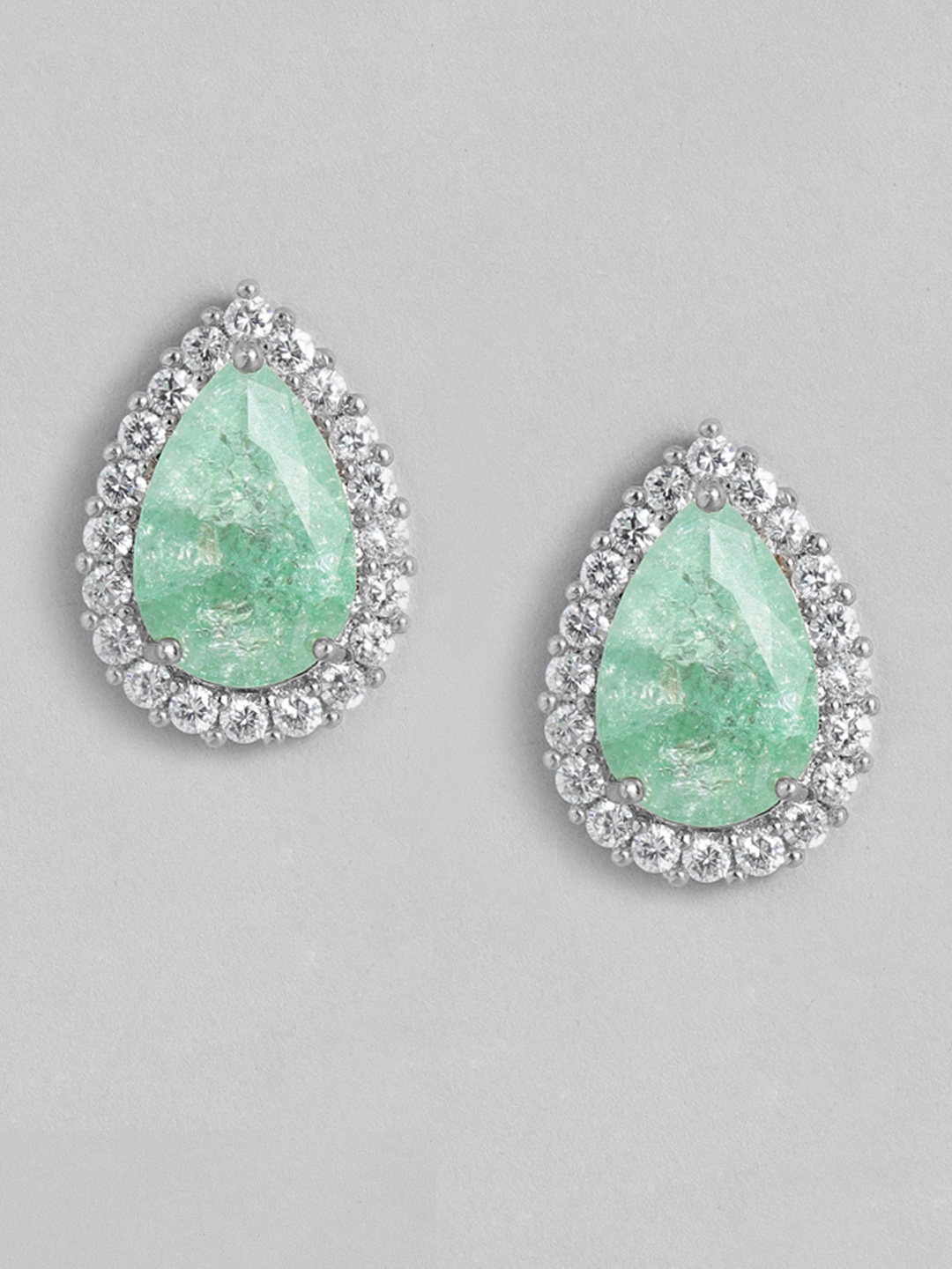 

Peora Silver-Plated Teardrop Shaped Studs Earrings, Sea green