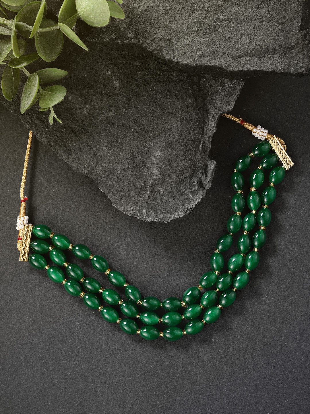 

Peora Gold-Plated Beaded Choker Necklace, Green