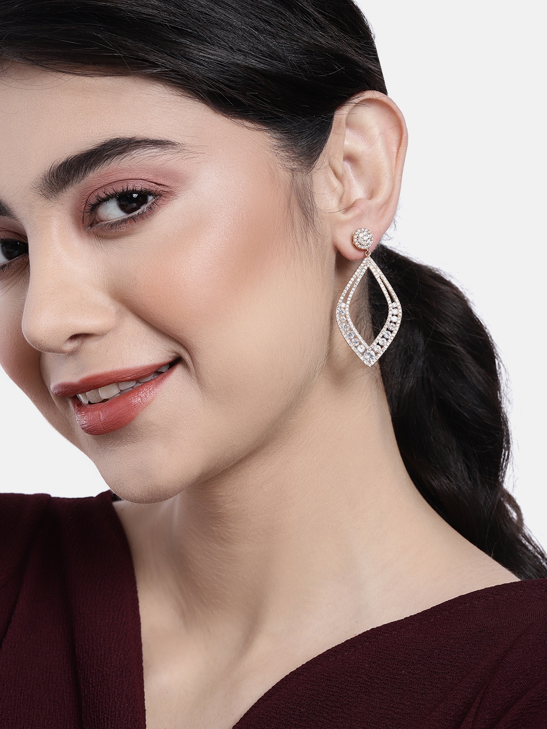 

Peora Gold-Plated Contemporary Drop Earrings
