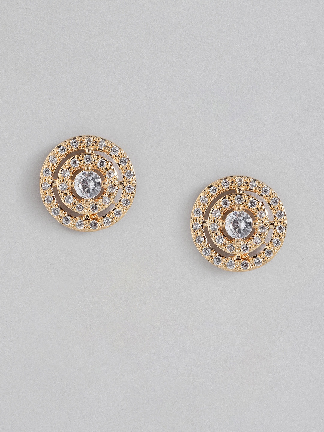 

Peora Gold-Plated Cubic Zirconia Circular Studs Earrings