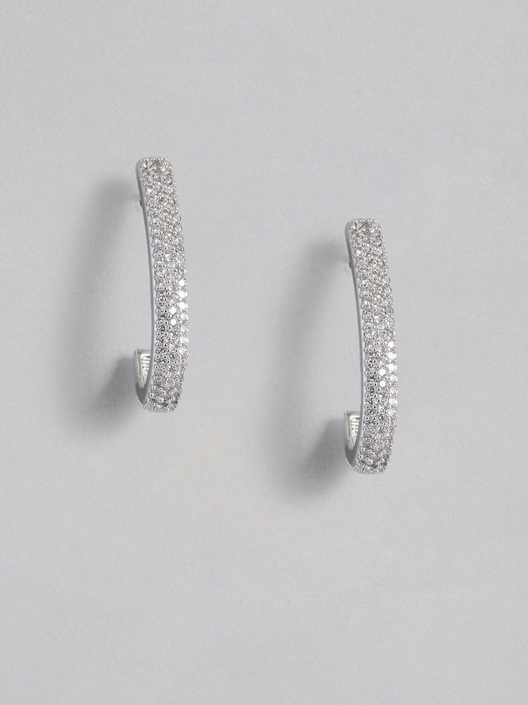 

Peora Silver-Plated Contemporary Half Hoop Earrings