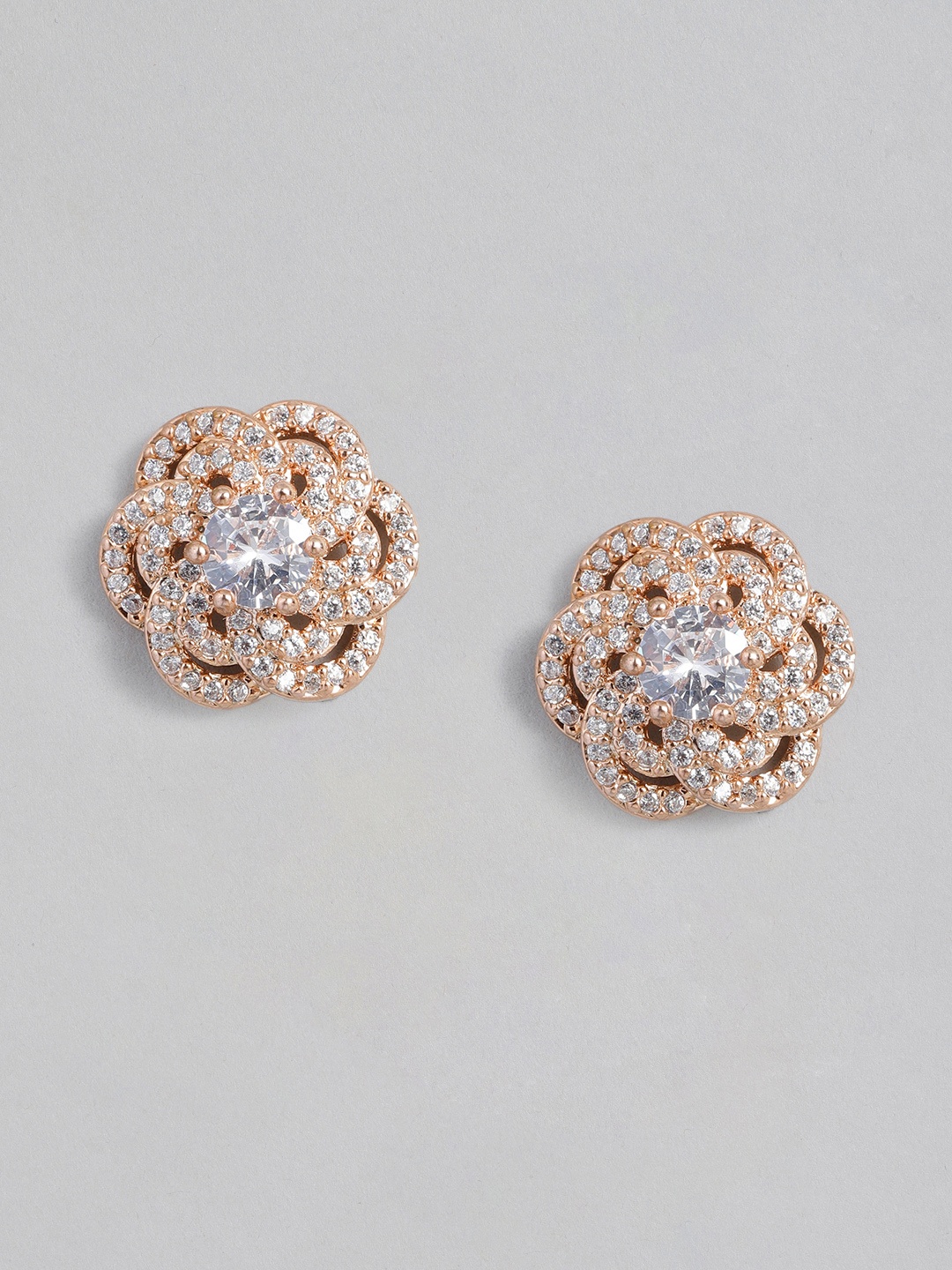 

Peora Rose Gold-Plated Floral Studs Earrings