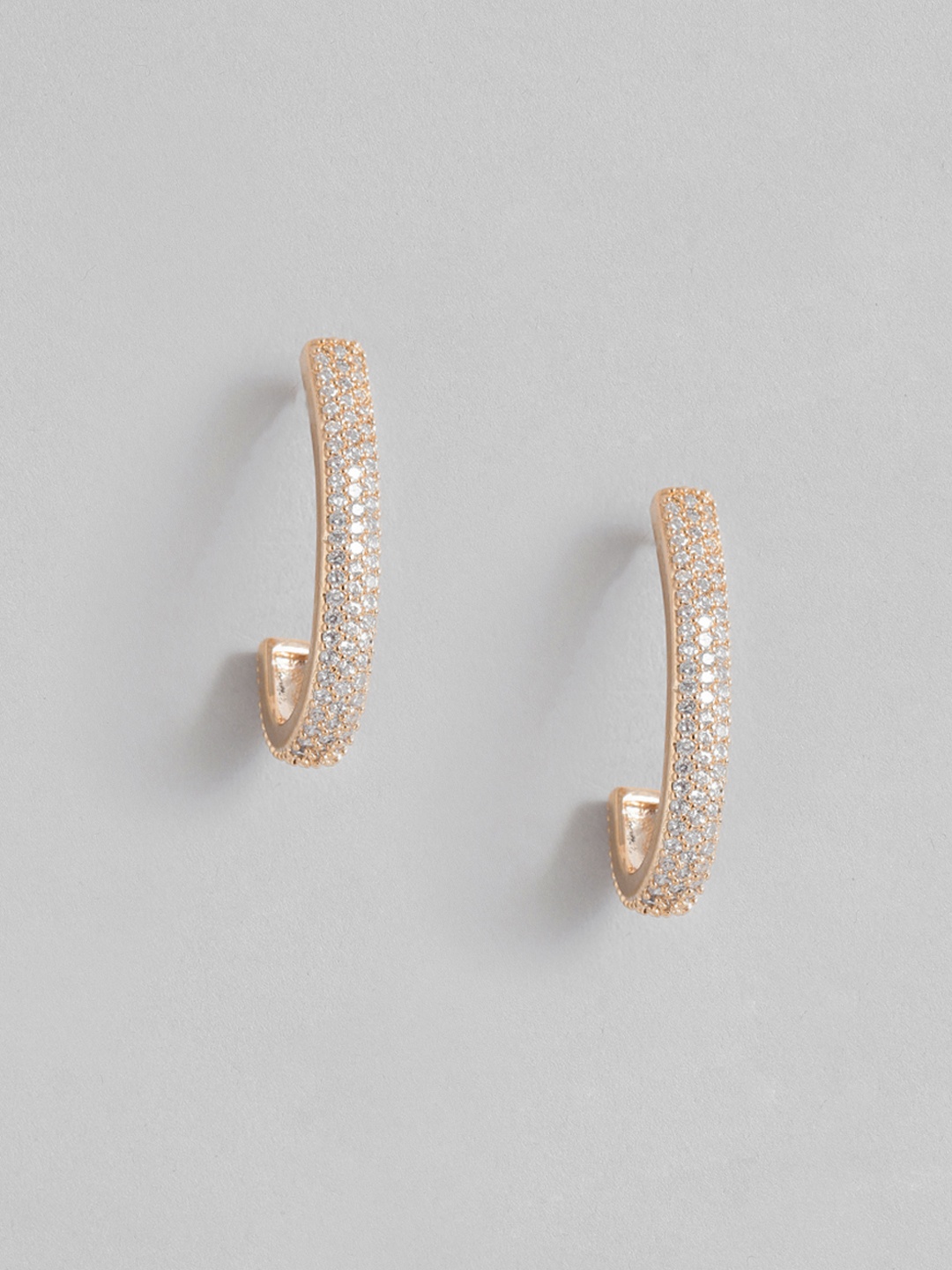 

Peora Rose Gold-Plated Contemporary Half Hoop Earrings