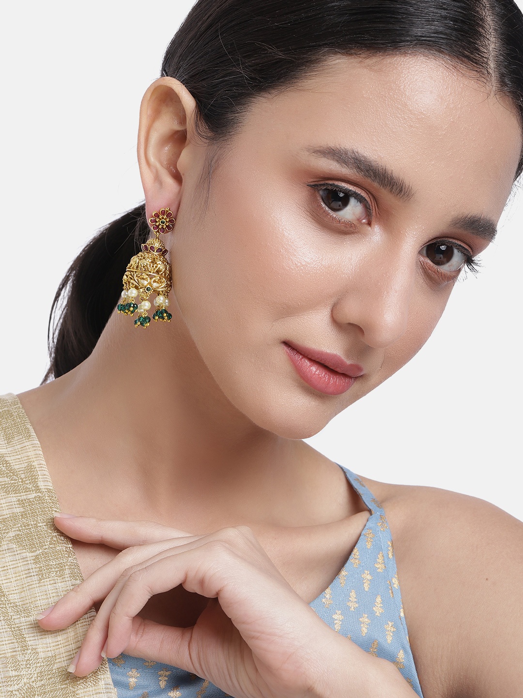 

Peora Gold-Plated Dome Shaped Jhumkas Earrings