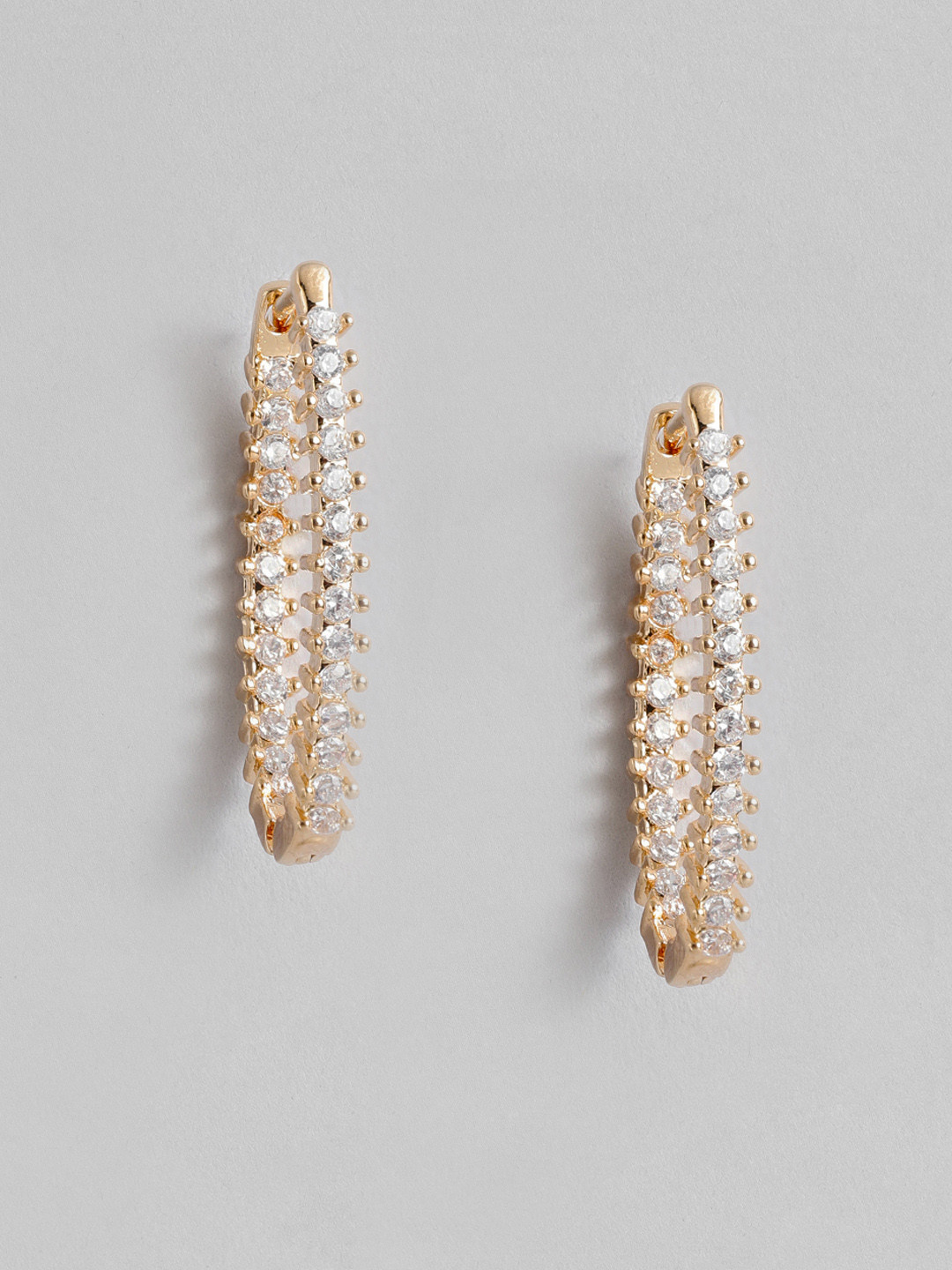 

Peora Gold-Plated American Diamond Circular Hoop Earrings