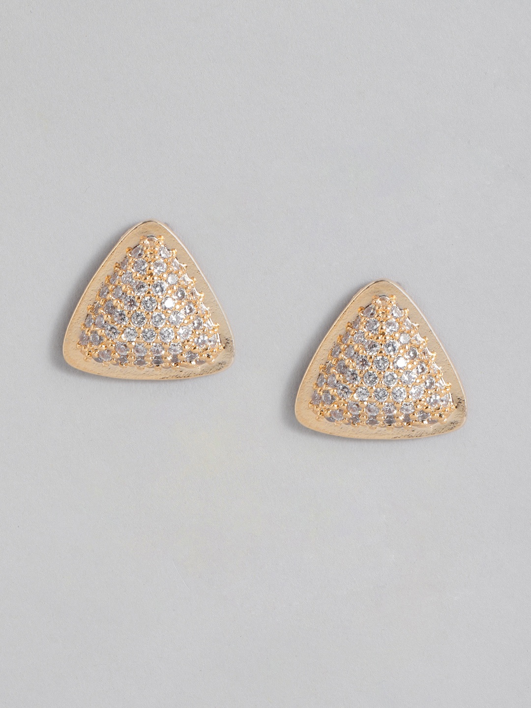 

Peora Gold-Plated American Diamond Studded Geometric Studs Earrings