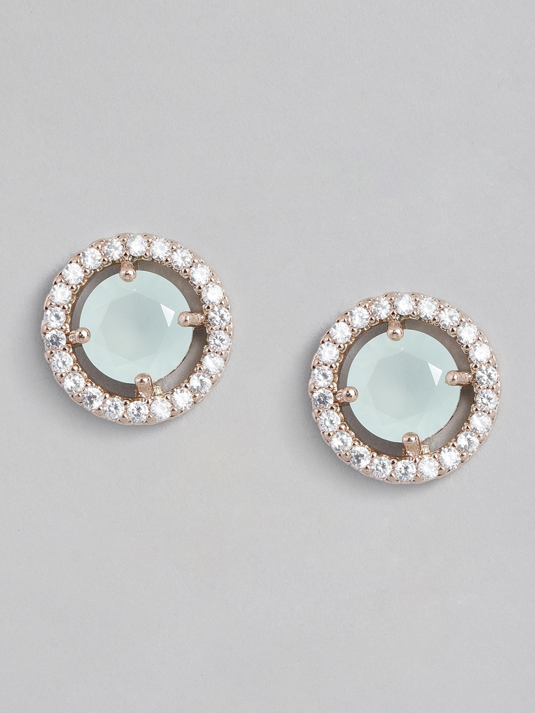 

Peora Rose Gold-Plated Circular Studs Earrings, Sea green