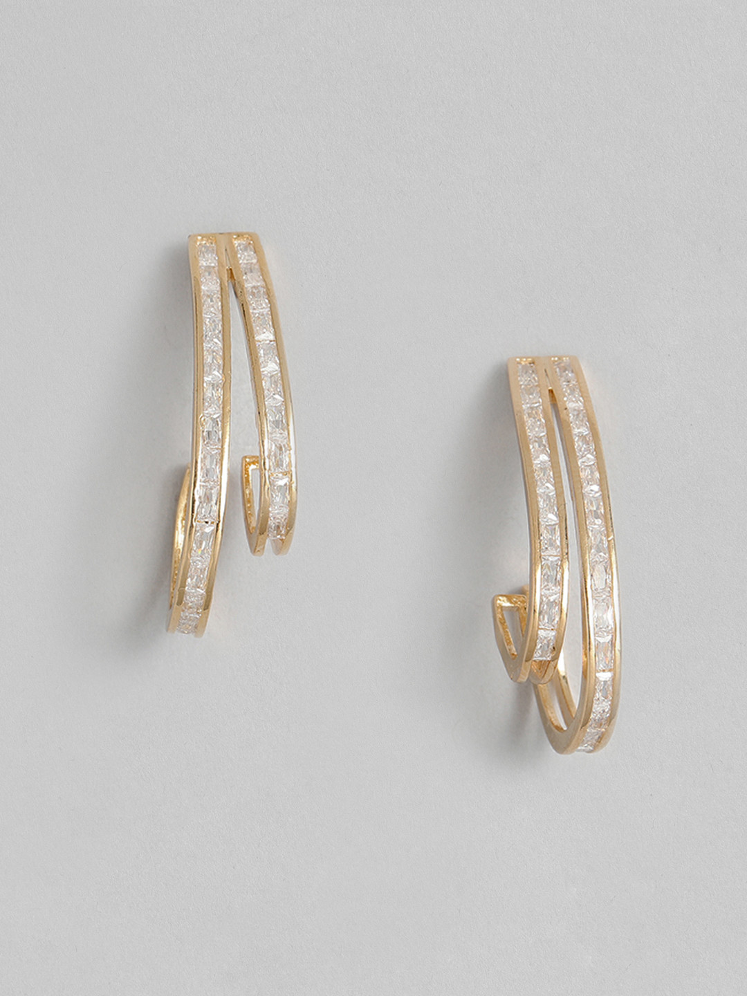 

Peora Gold-Plated American Diamond Half Hoop Earrings
