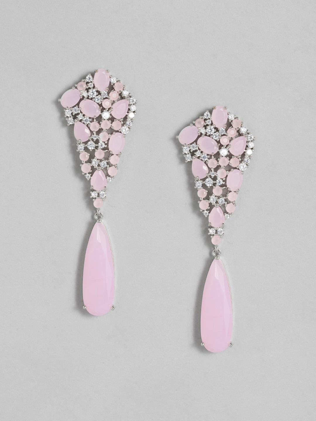 

Peora Silver-Plated Contemporary Drop Earrings, Pink