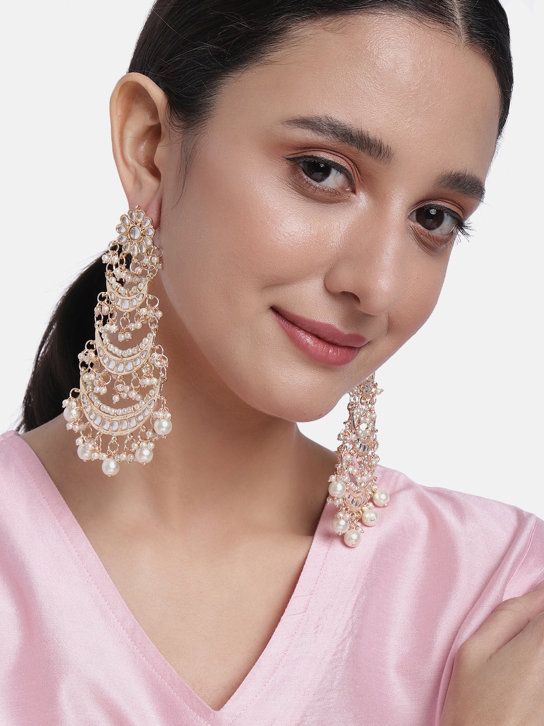 

Peora Gold-Plated Crescent Shaped Chandbalis Earrings