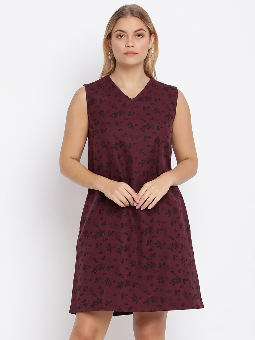 

abof Purple Printed A-Line Dress