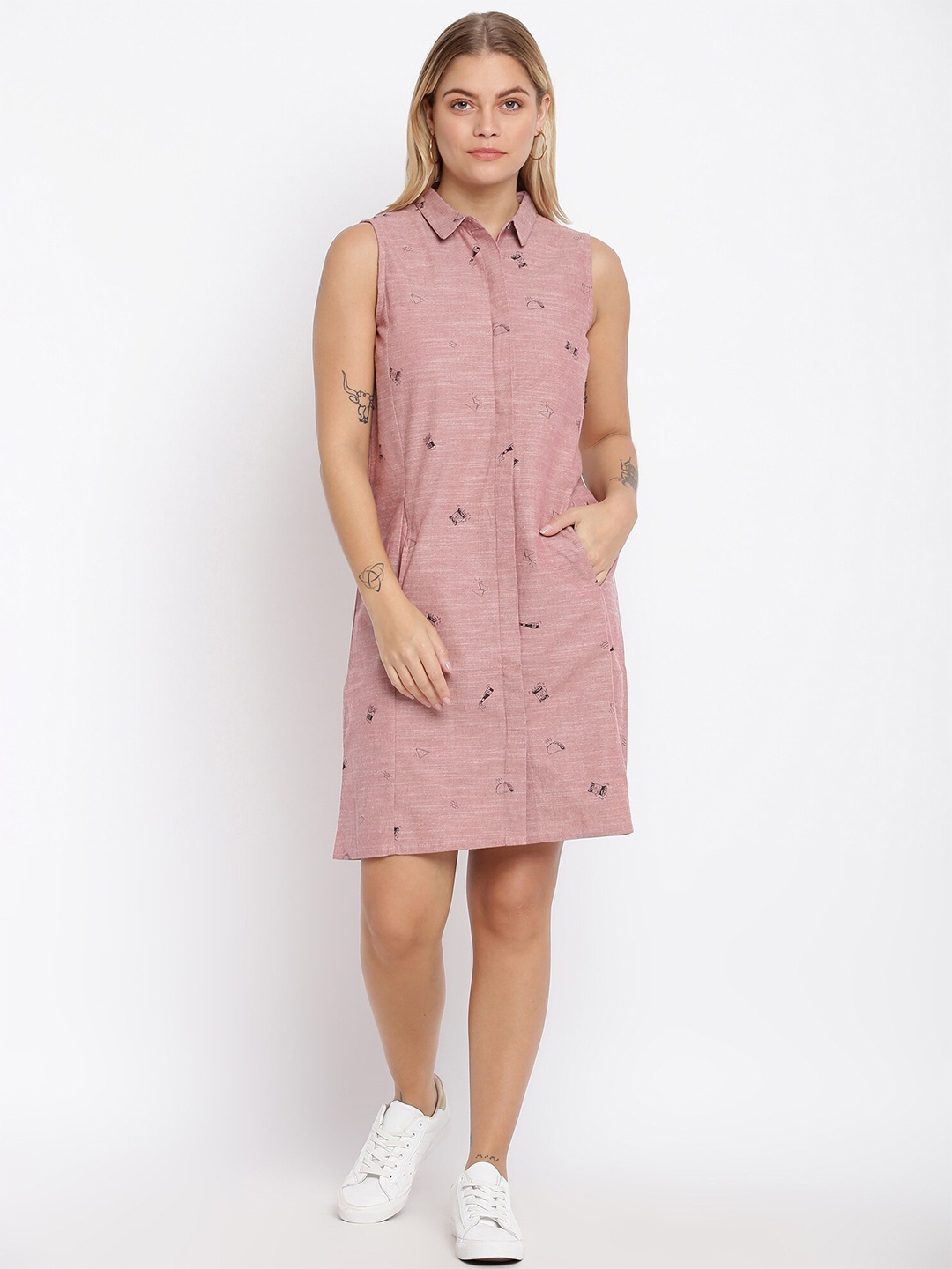 

abof Mauve Printed Shirt Dress
