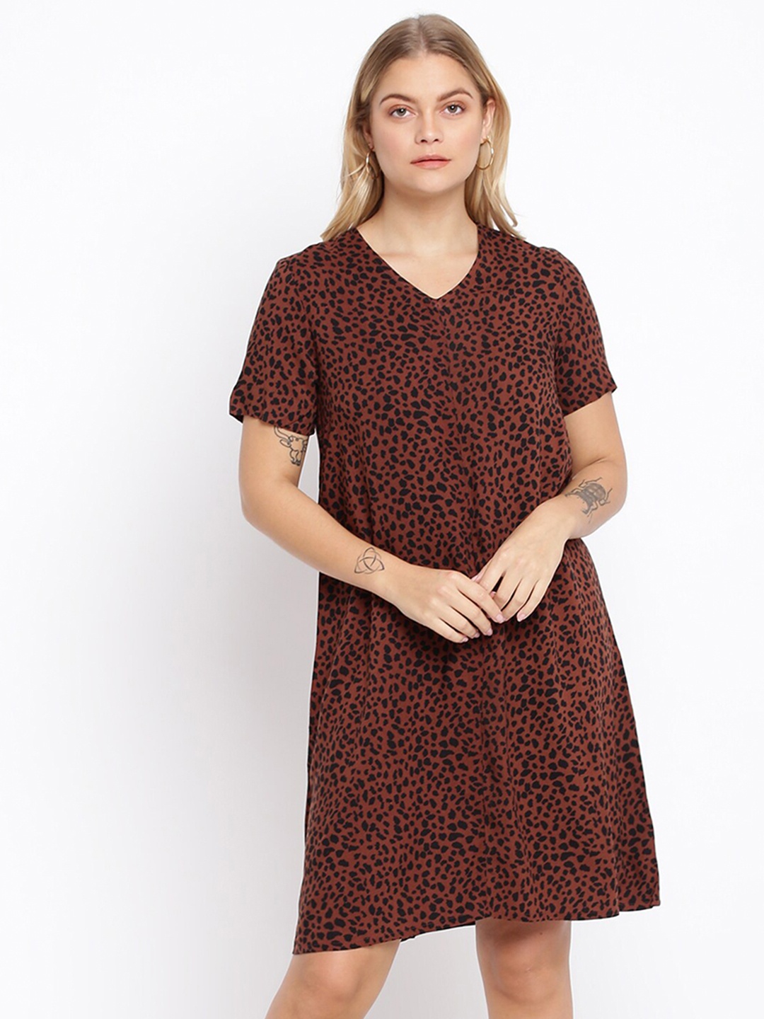 

abof Women Brown Animal A-Line Dress