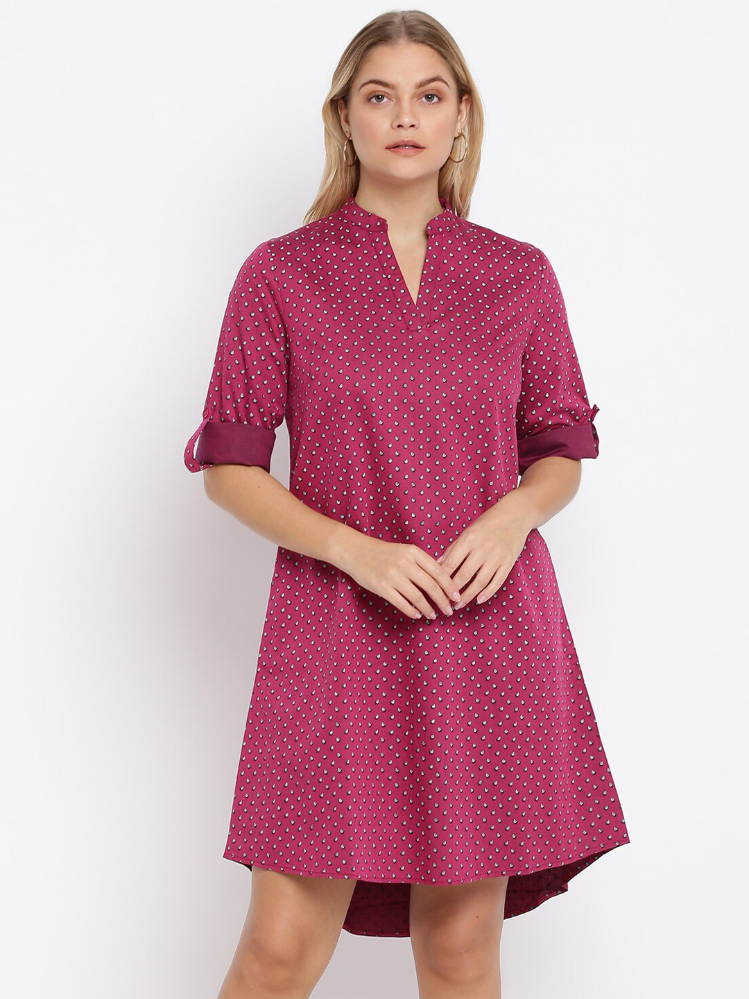 

abof Women Magenta Printed A-Line Dress