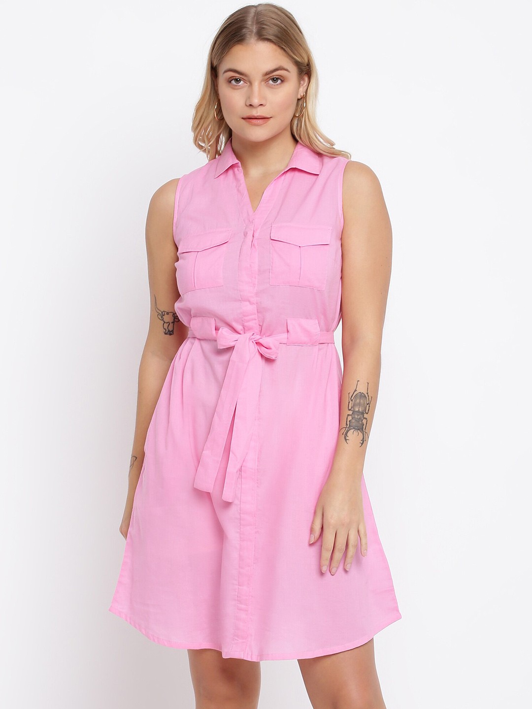 

abof Women Pink Shirt Dress