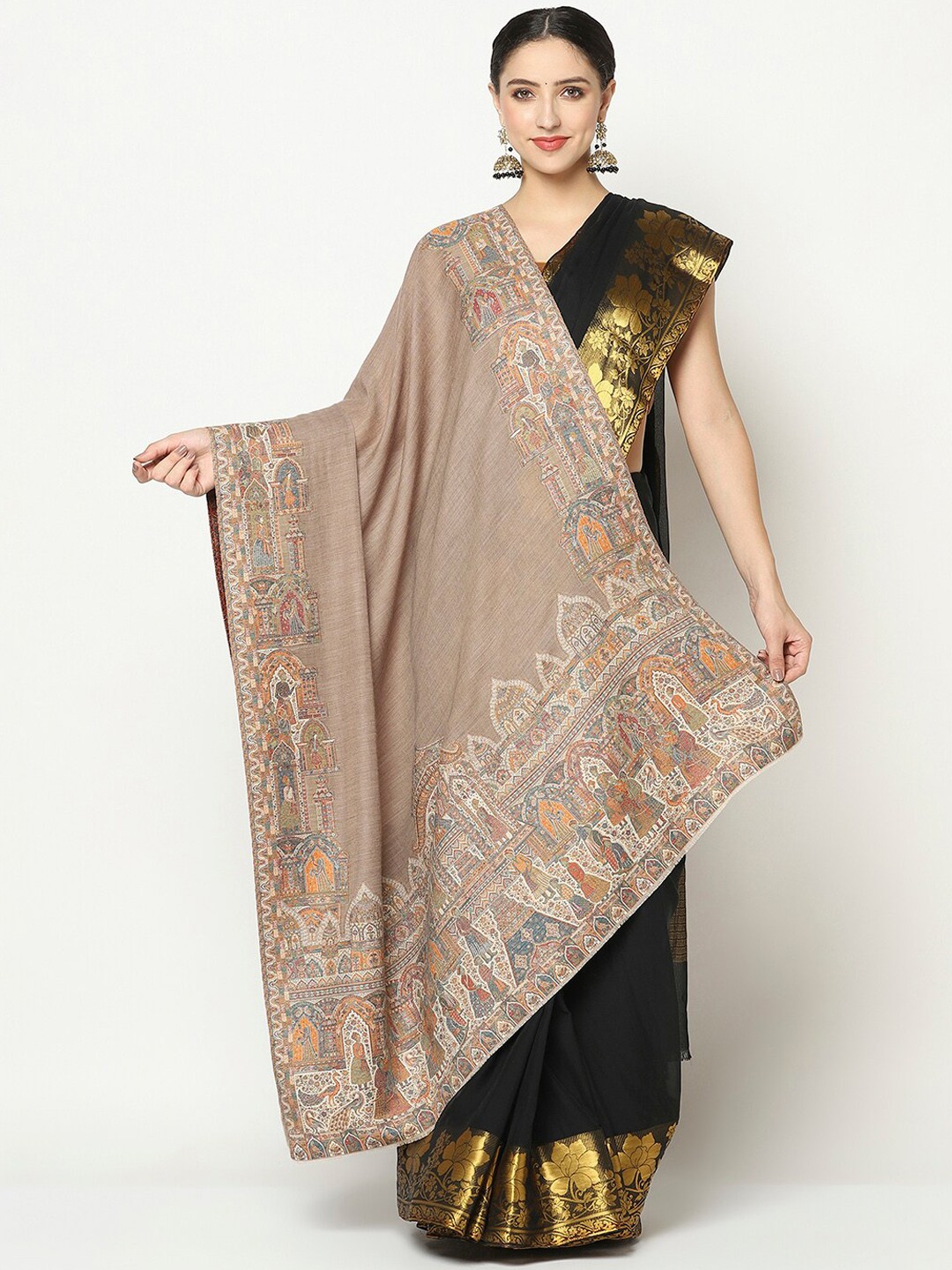 

La Vastraa Women Beige Woven Design Shawl