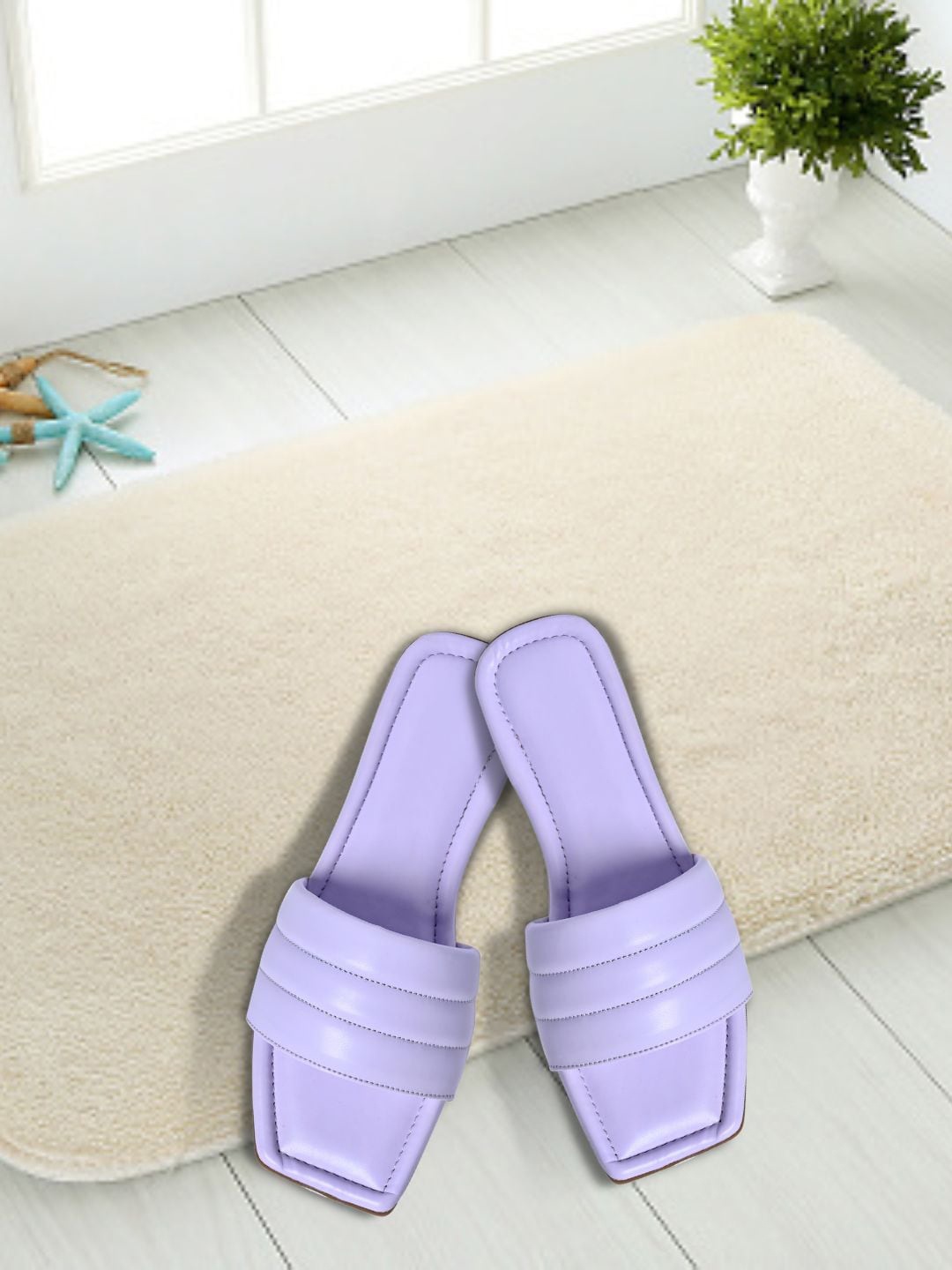 

PERY PAO Women Textured Open Toe Flats, Purple