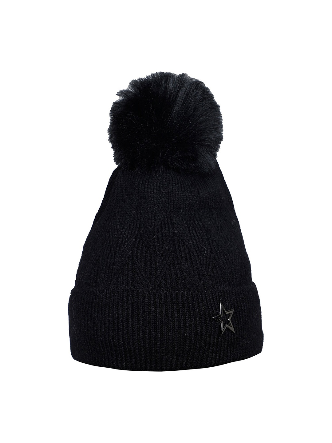 

LOOM LEGACY Women Black Acrylic Wool Beanie