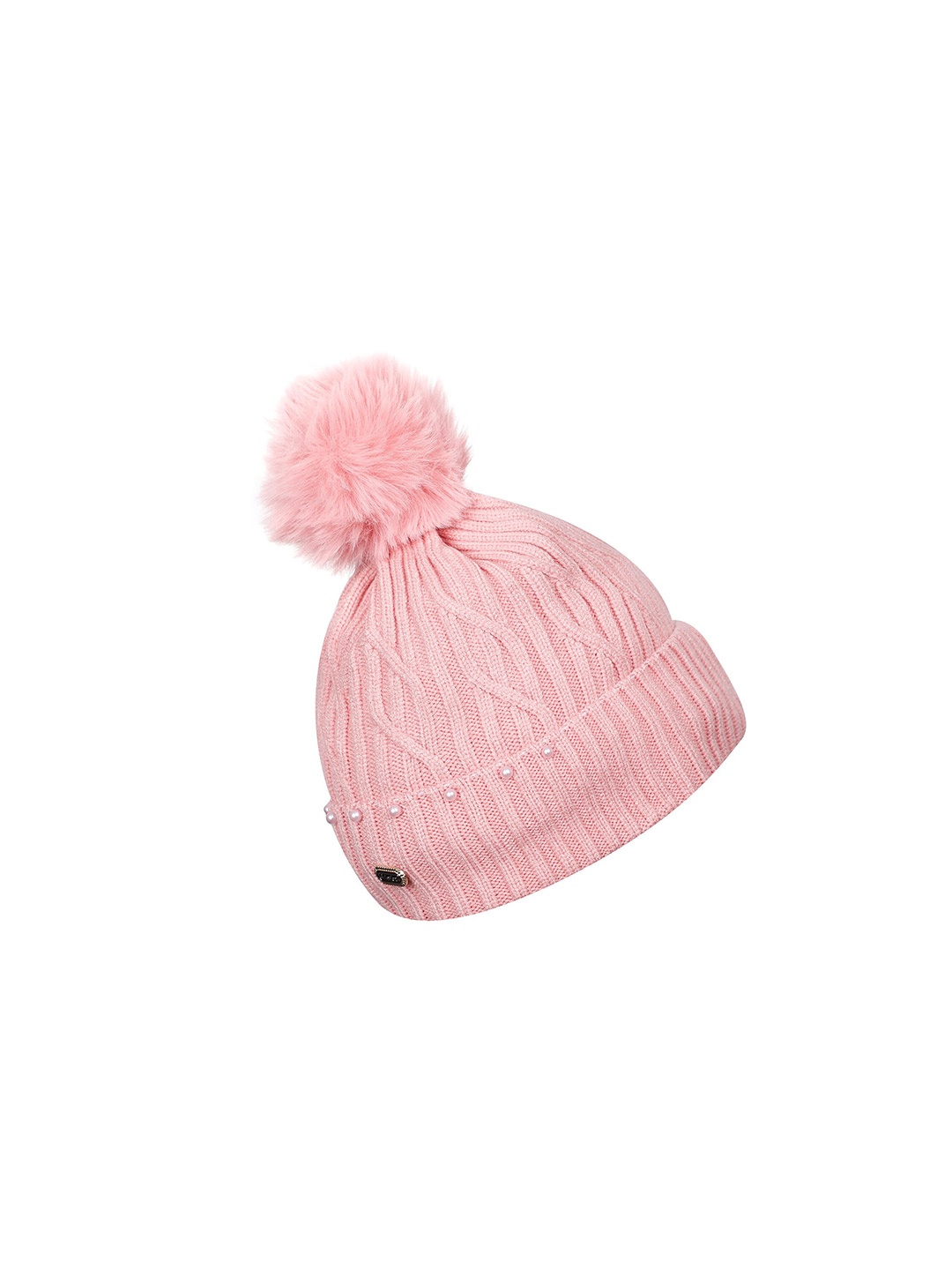 

LOOM LEGACY Women Pink & White Embellished Acrylic Wool Beanie