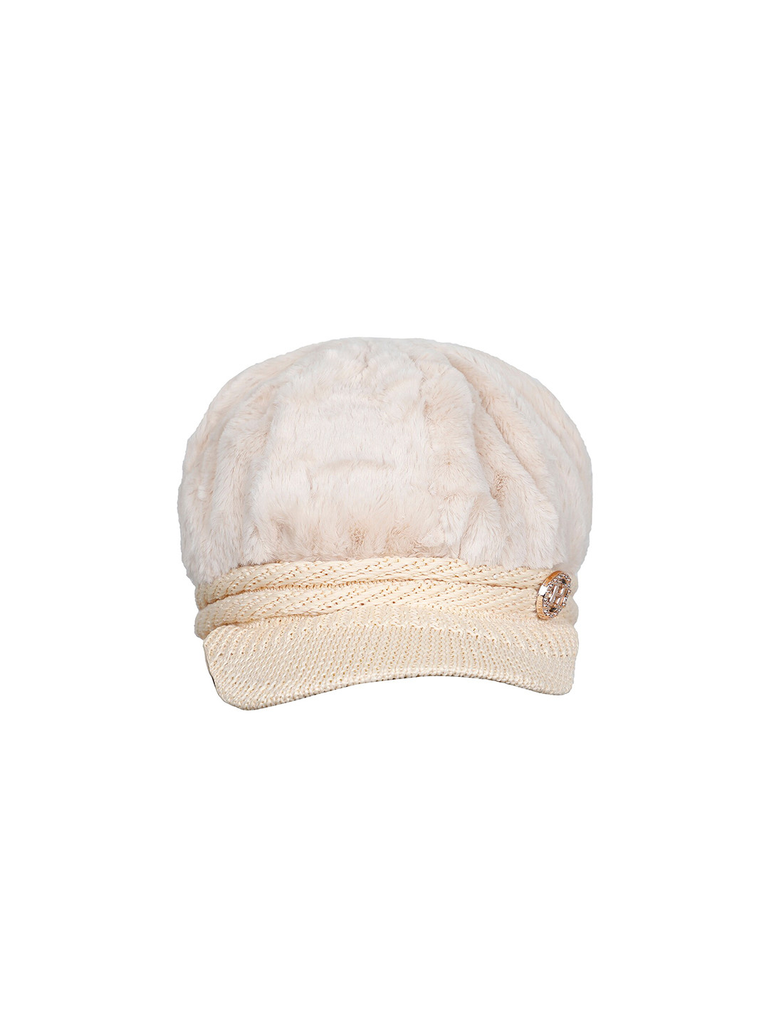 

LOOM LEGACY Women Cream-Coloured Acrylic Wool Visor Cap