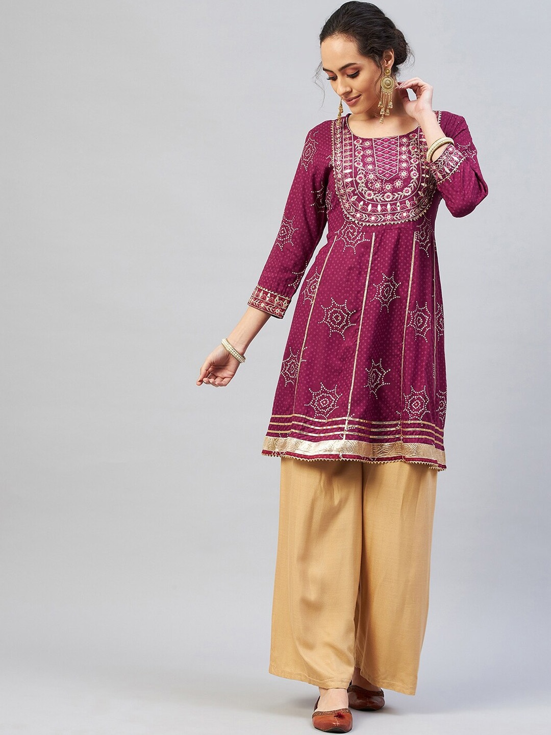 

InWeave Women Purple Yellow Printed Kurta