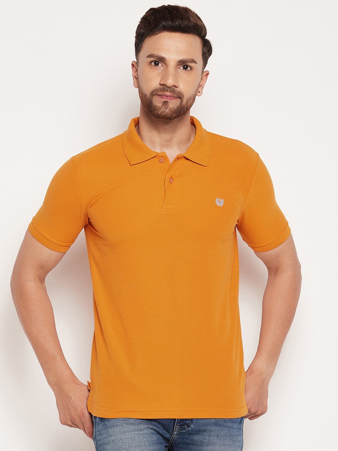 

Duke Men Yellow Polo Collar Cotton Slim Fit T-shirt