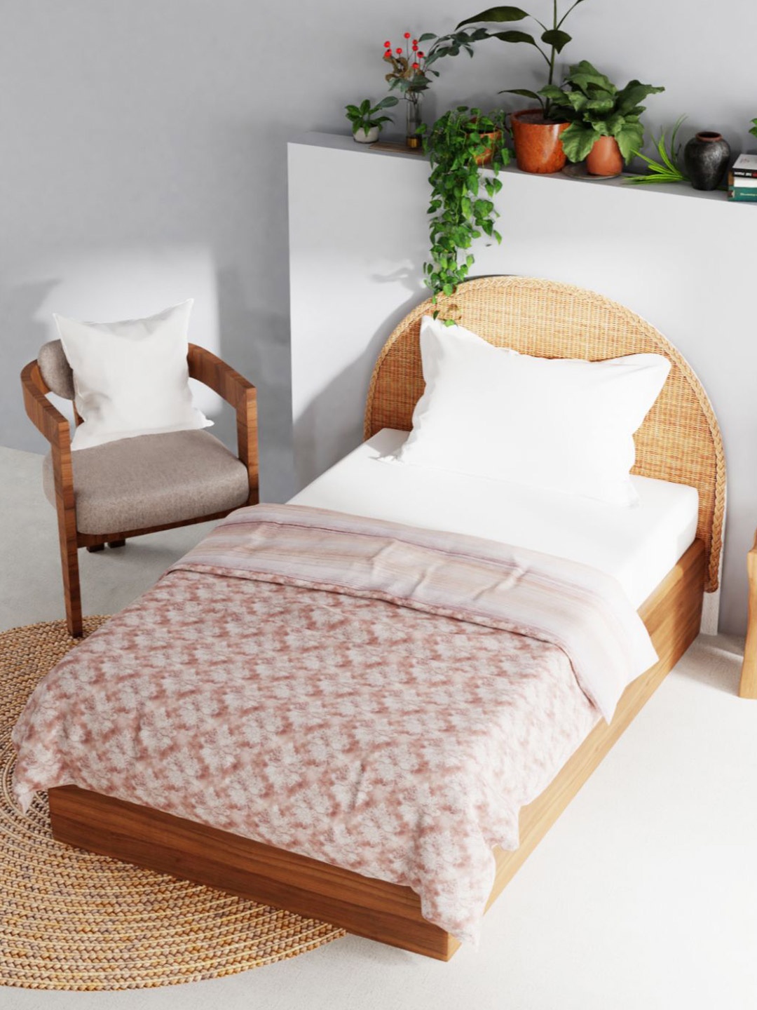 

BIANCA Brown & White AC Room 150 GSM Reversible Muslin Cotton Single Bed Dohar