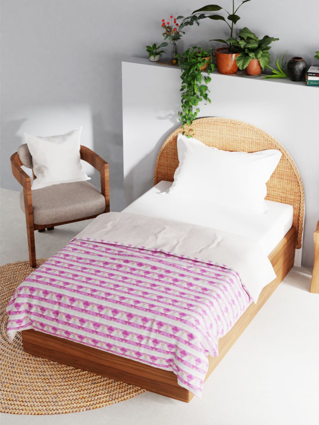 

BIANCA Pink & White Floral AC Room 150 GSM Cotton Single Bed Dohar
